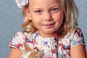 Girl with cat in beautiful studio picture